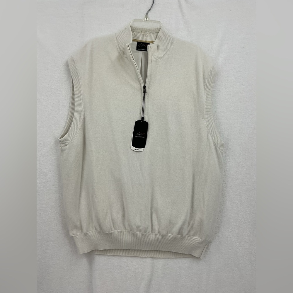 NWT Greg Norman Collection Men's Zip Up Cream Sweater Vest 546